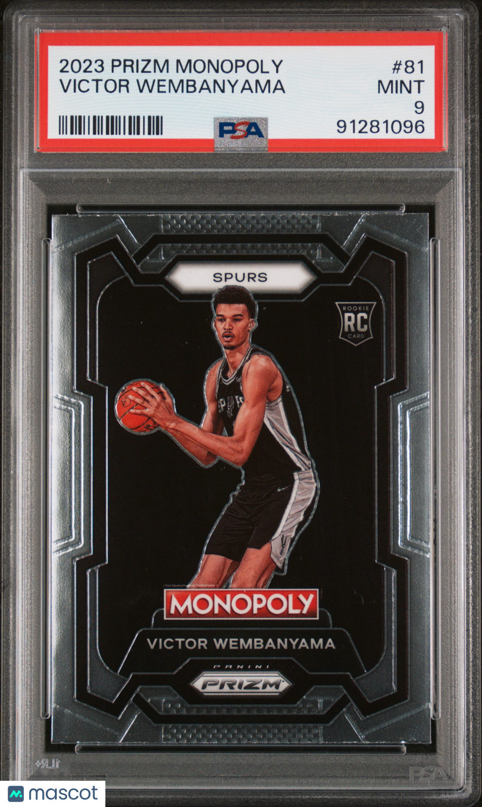 Victor Wembanyama 2023-24 Panini Prizm Monopoly Rookie RC PSA 9 Mint Spurs