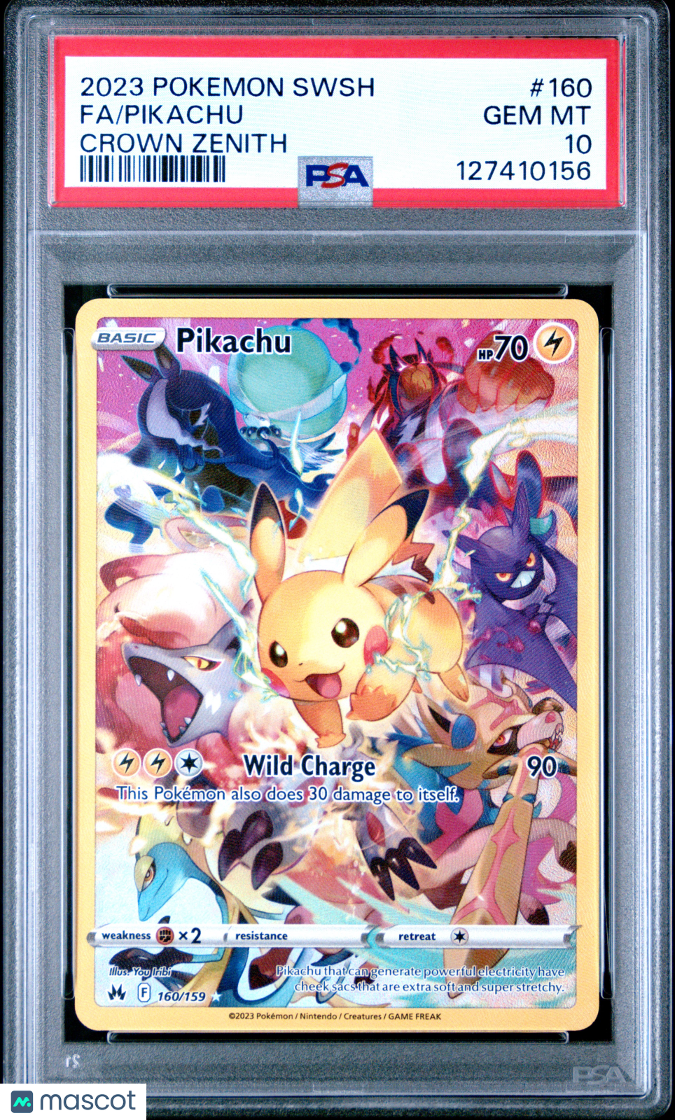 Pikachu 2023 Pokemon Sword & Shield Crown Zenith 160 Full Art FA PSA 10 Gem Mint