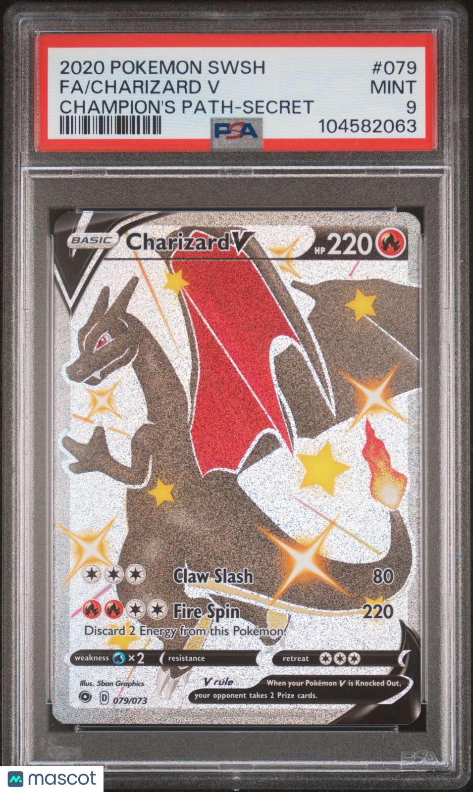 Charizard V 2020 Pokemon Sword & Shield Champion's Path #079 Secret PSA 9 Mint