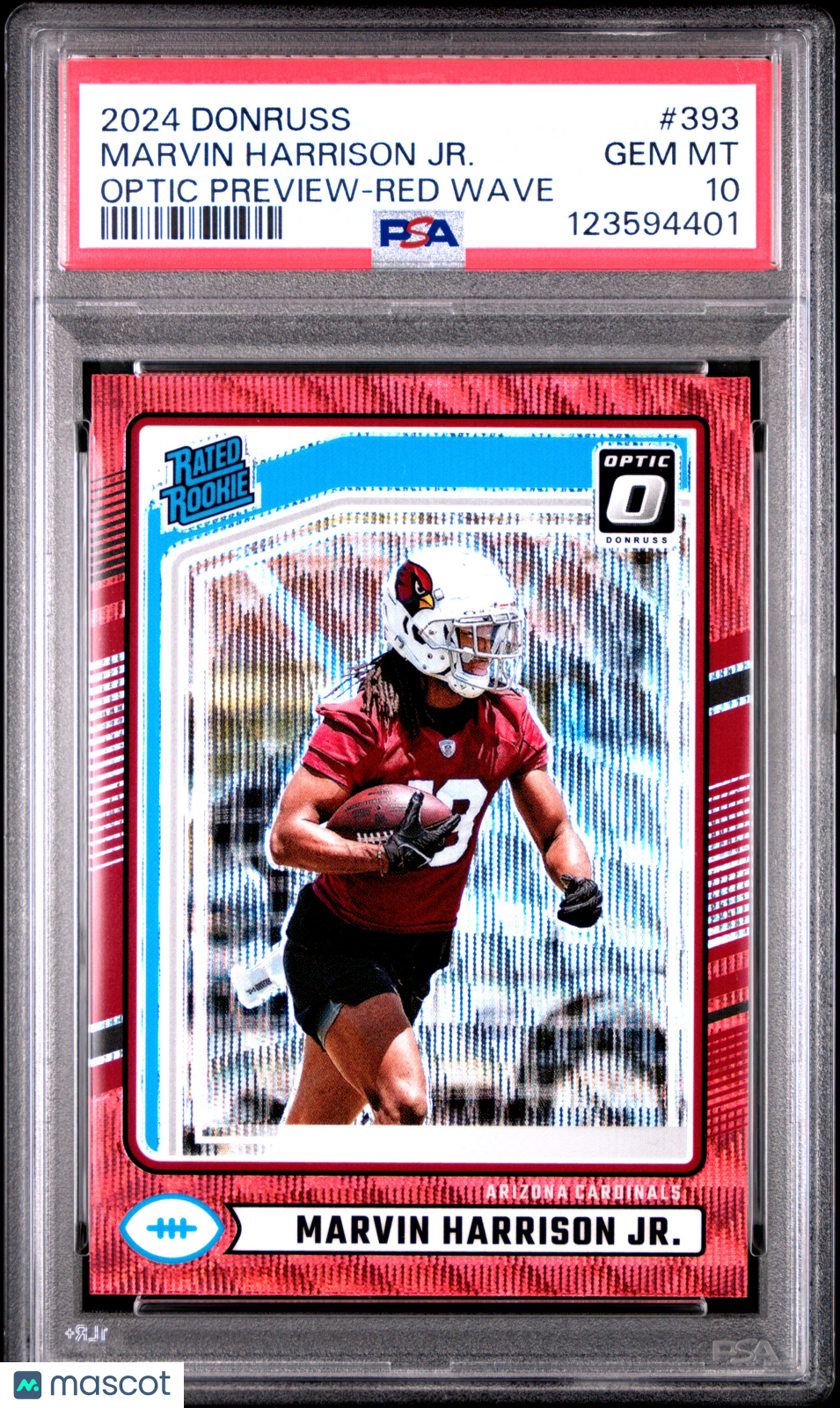 Marvin Harrison Jr 2024 Panini Donruss Optic Preview Red Wave Rookie RC PSA 10