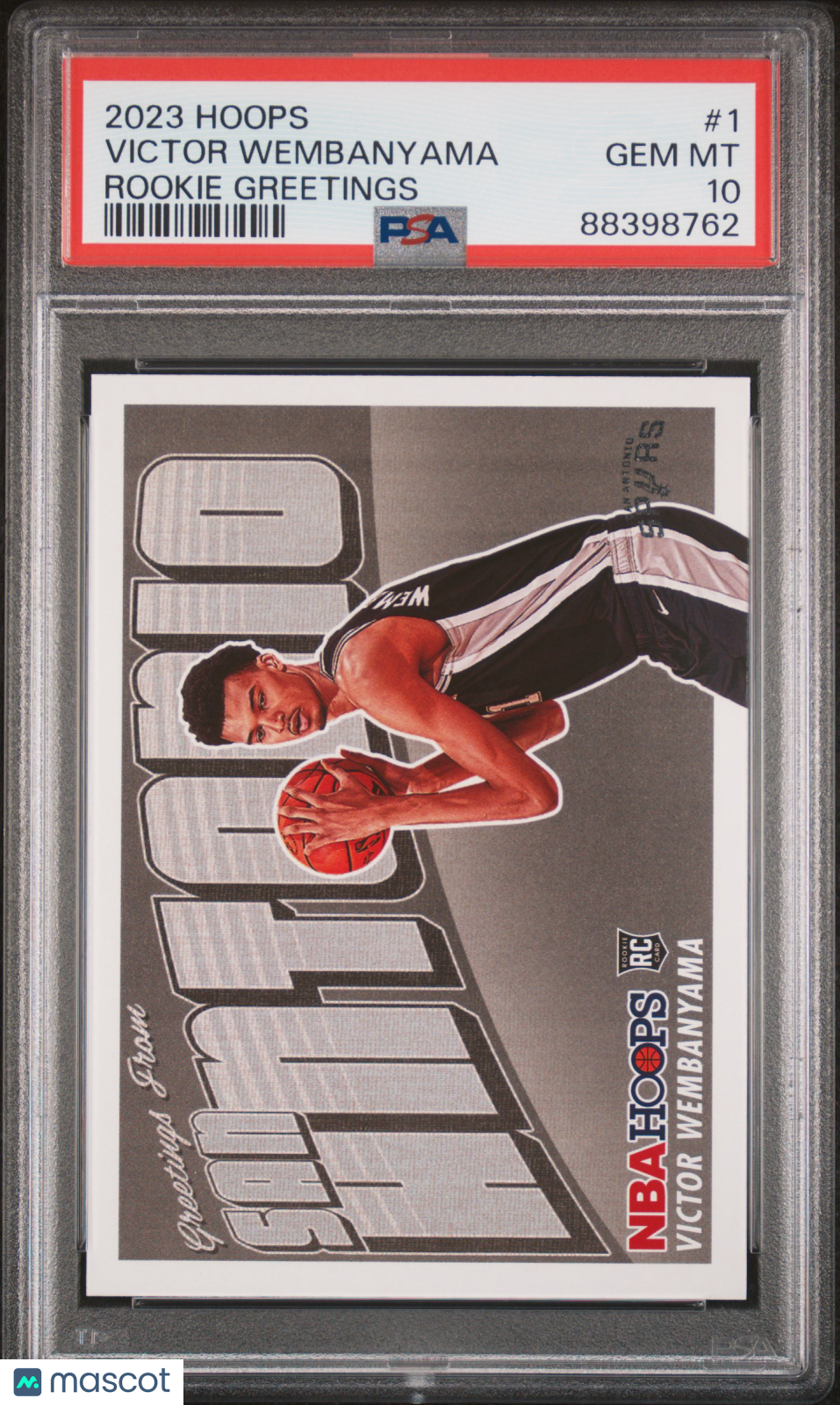 Victor Wembanyama 2023-04 Panini NBA Hoops Rookie Greetings RC PSA 10 Gem Mint