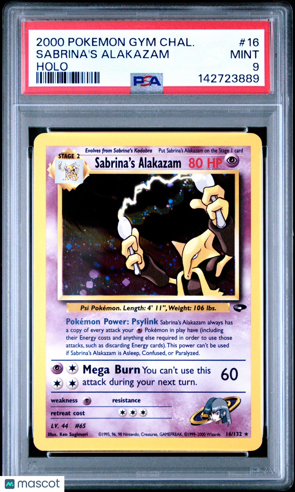 Sabrina's Alakazam 2000 Pokemon Gym Challenge #16 Holo PSA 9 Mint TCG