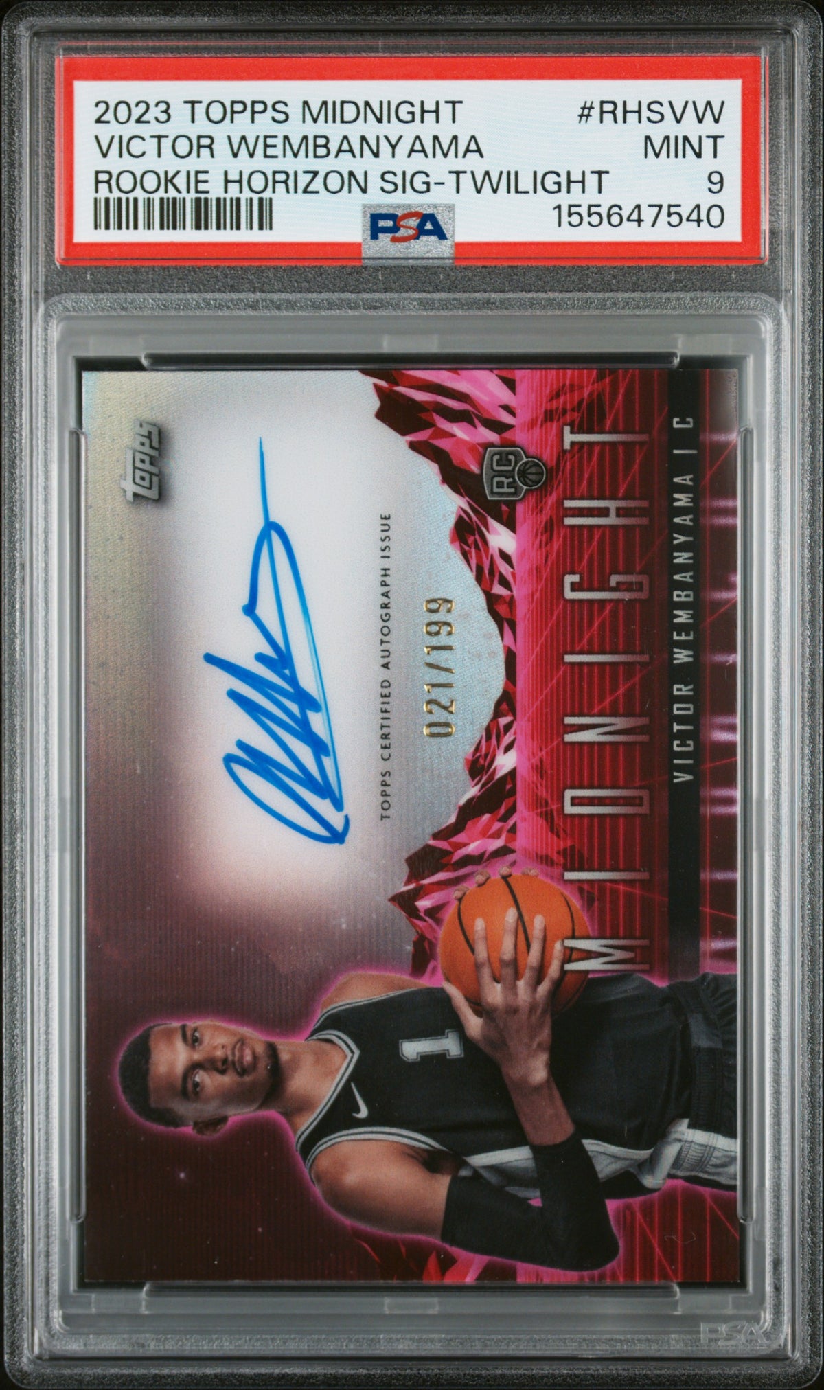 Victor Wembanyama 2023-24 Topps Midnight Rookie Horizon Auto /199 PSA 9 Spurs