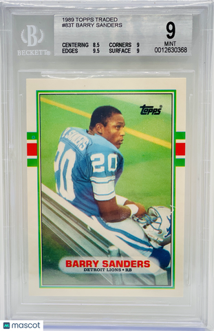 1989 Topps Traded Barry Sanders RC #83T BGS 9 Rookie Lions