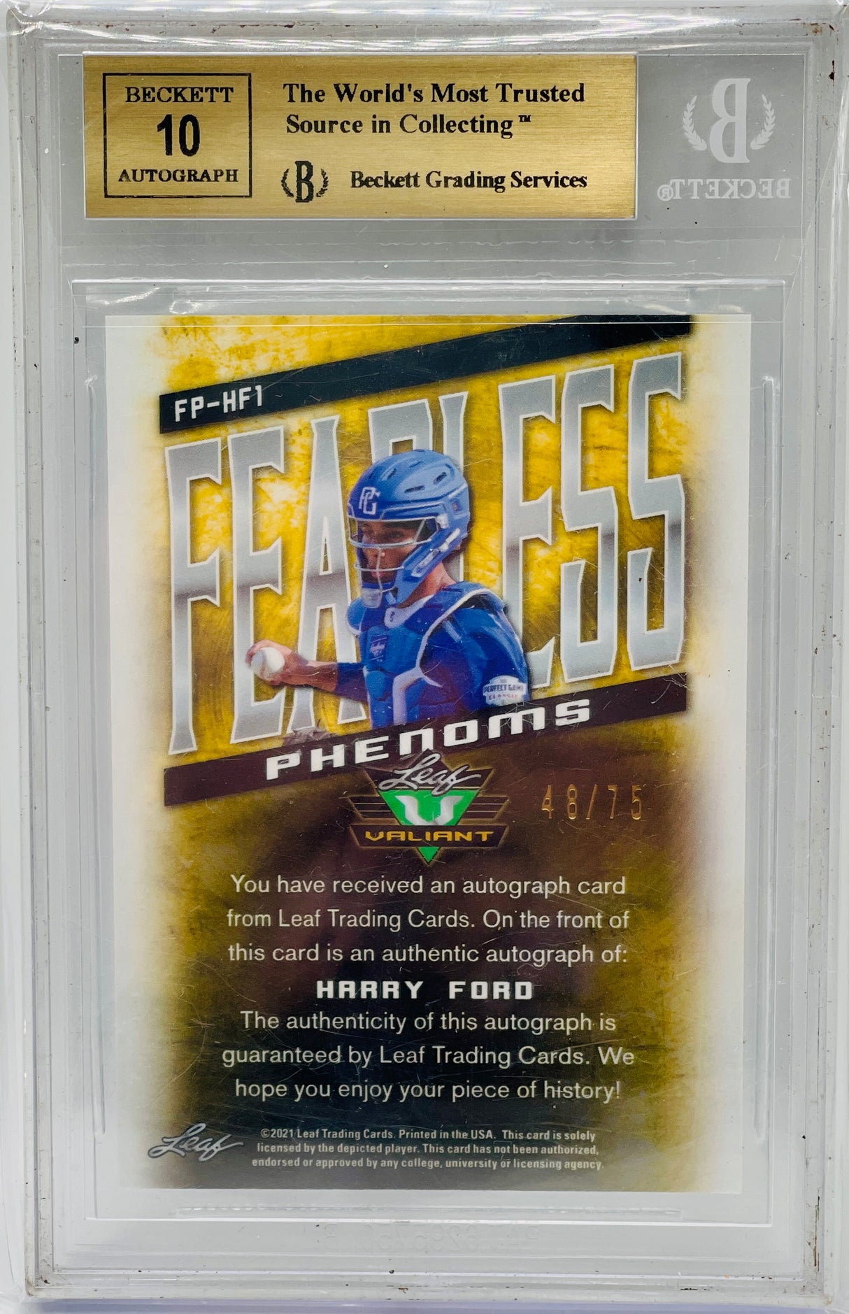 Harry Ford 2021 Leaf Valiant Fearless Phenoms Navy Blue BGS 9.5