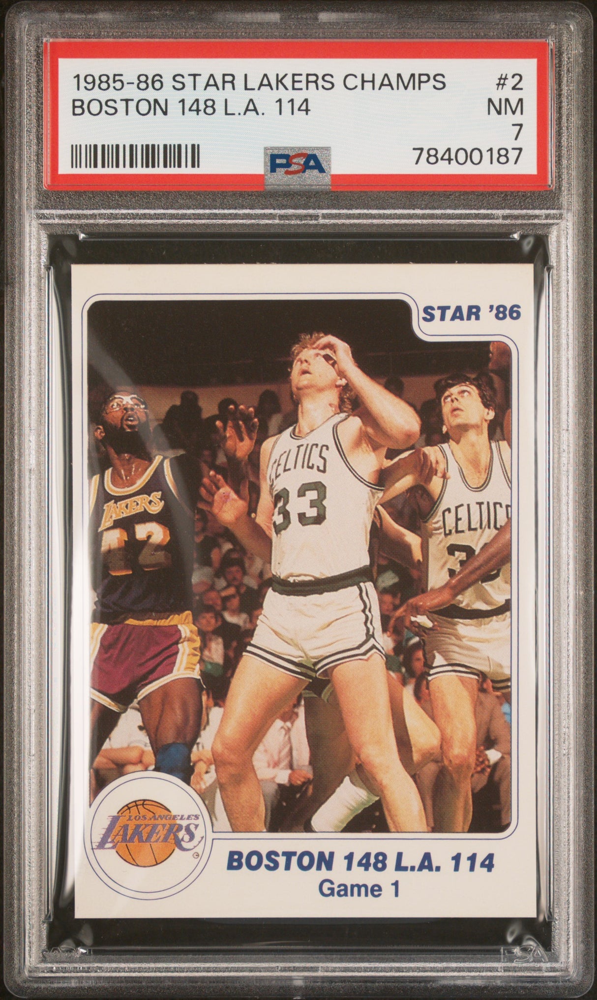 Boston 148 L.a. 114 1985-86 Star Lakers Champions #2 Psa 7