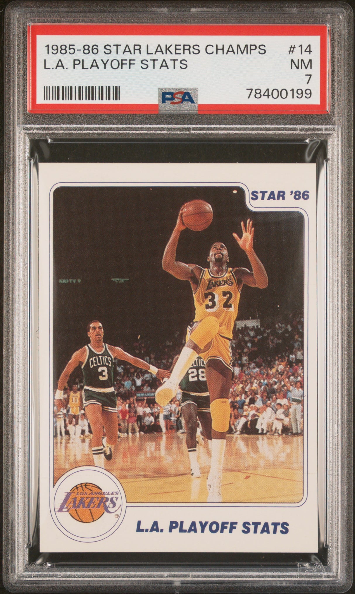 L.a. Playoff Stats 1985-86 Star Lakers Champions #14 Psa 7