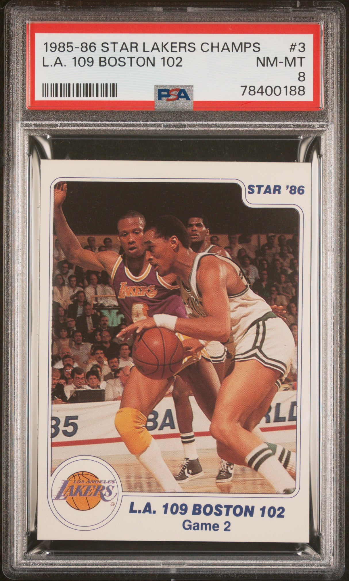 L.a. 109 Boston 102 1985-86 Star Lakers Champions #3 Psa 8