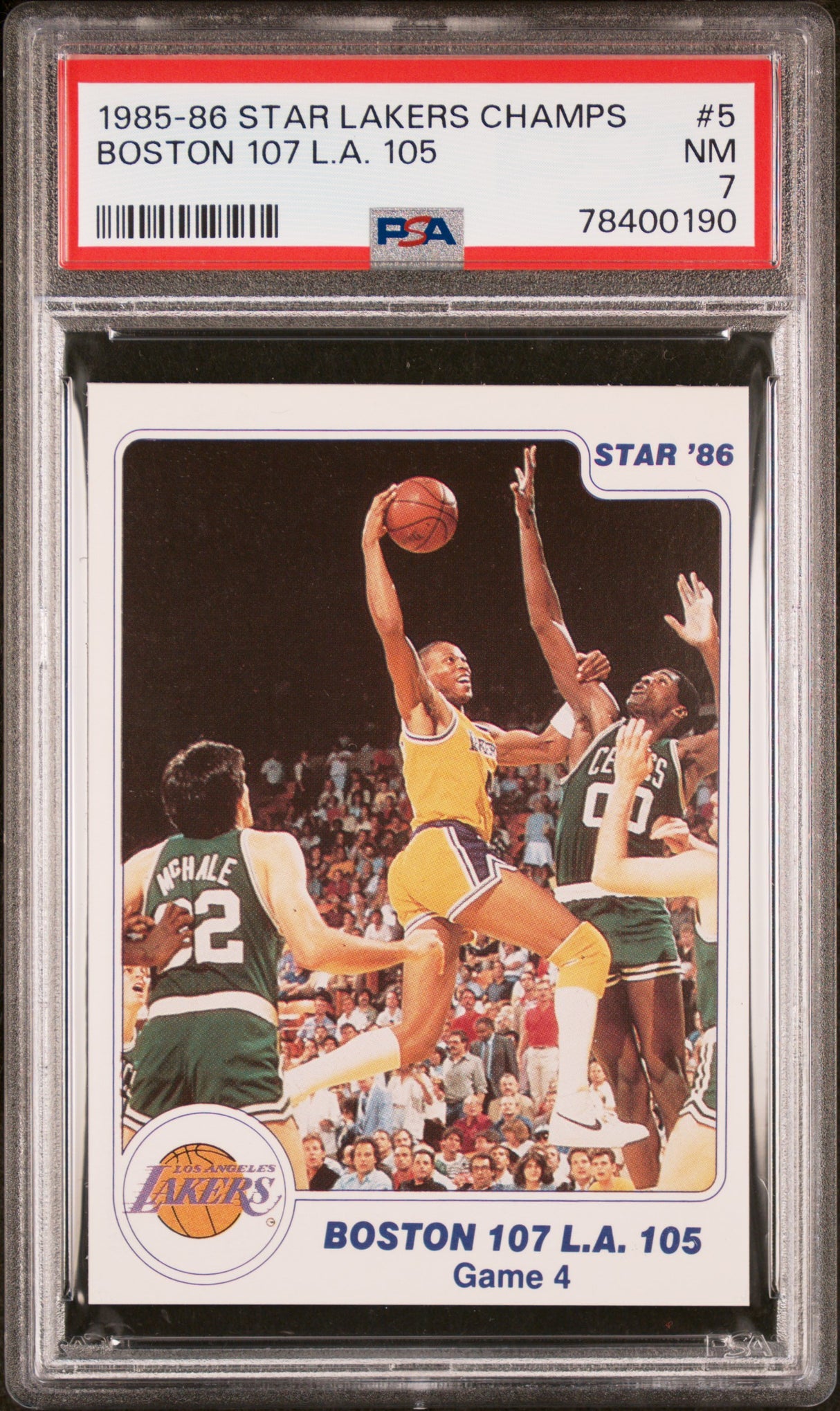 Boston 107 L.a. 105 1985-86 Star Lakers Champions #5 Psa 7