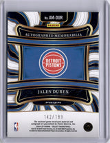 Jalen Duren 2022-23 Panini Select Silver Prizm Auto /199 Game Used Patch