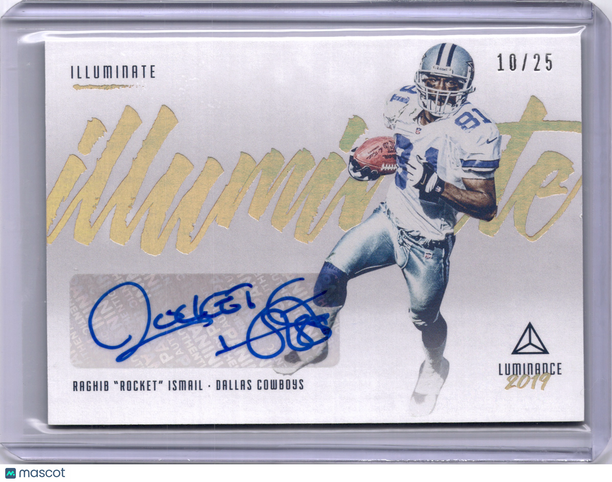 Raghib Rocket Ismail 2019 Panini Luminance Illuminate Gold /25 Auto Cowboys
