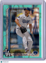 Clayton Kershaw 2025 Topps Chrome Aqua Raywave /199 Dodgers