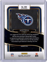 Will Levis 2025 Panini Select Zebra Prizm SP