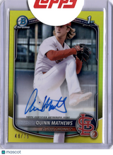Quinn Mathews 2025 Bowman Chrome Yellow Auto /75 Cardinals