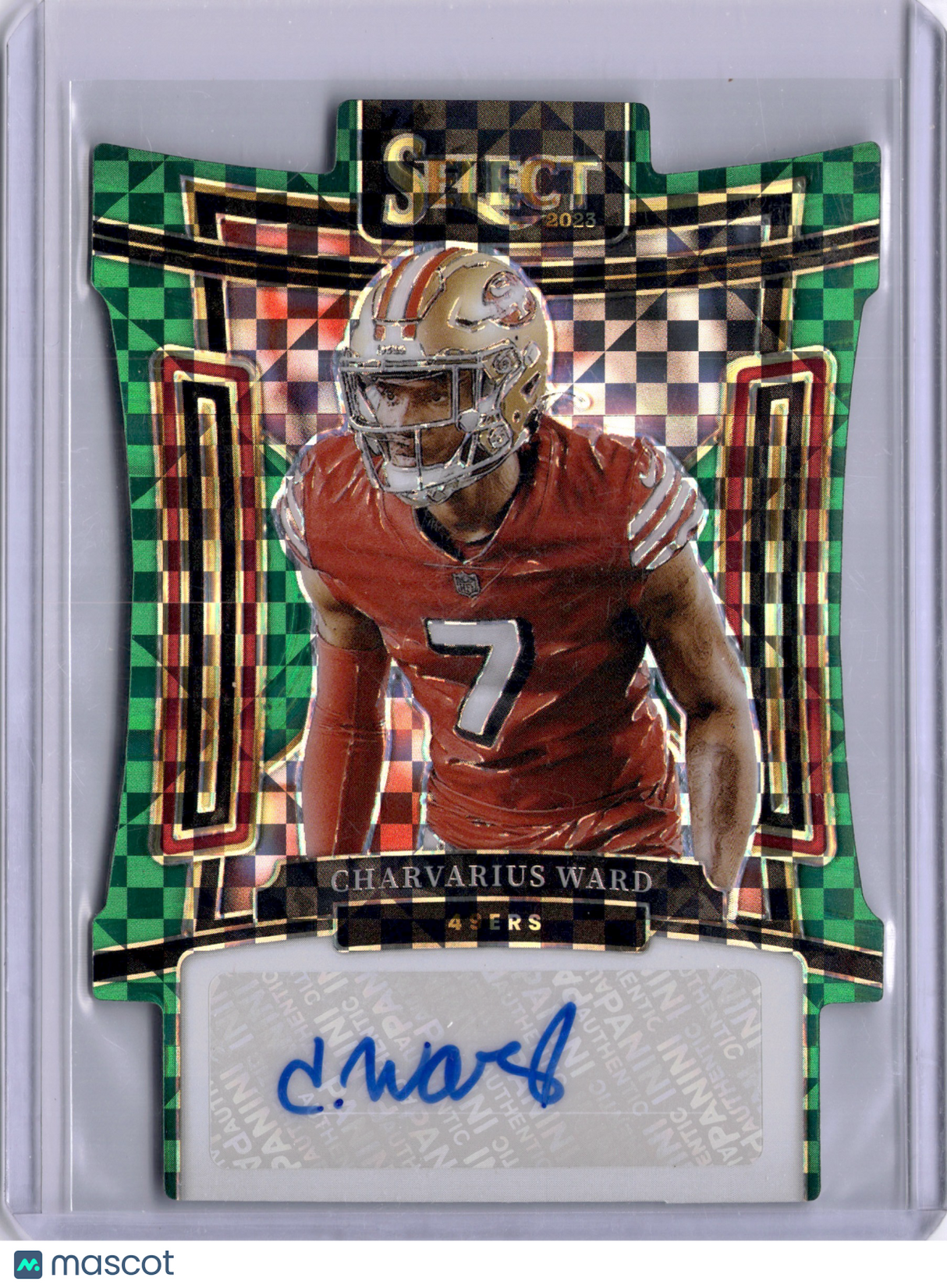 Charvarius Ward 2023 Panini Select Green Checker Board /5 Auto 49ers