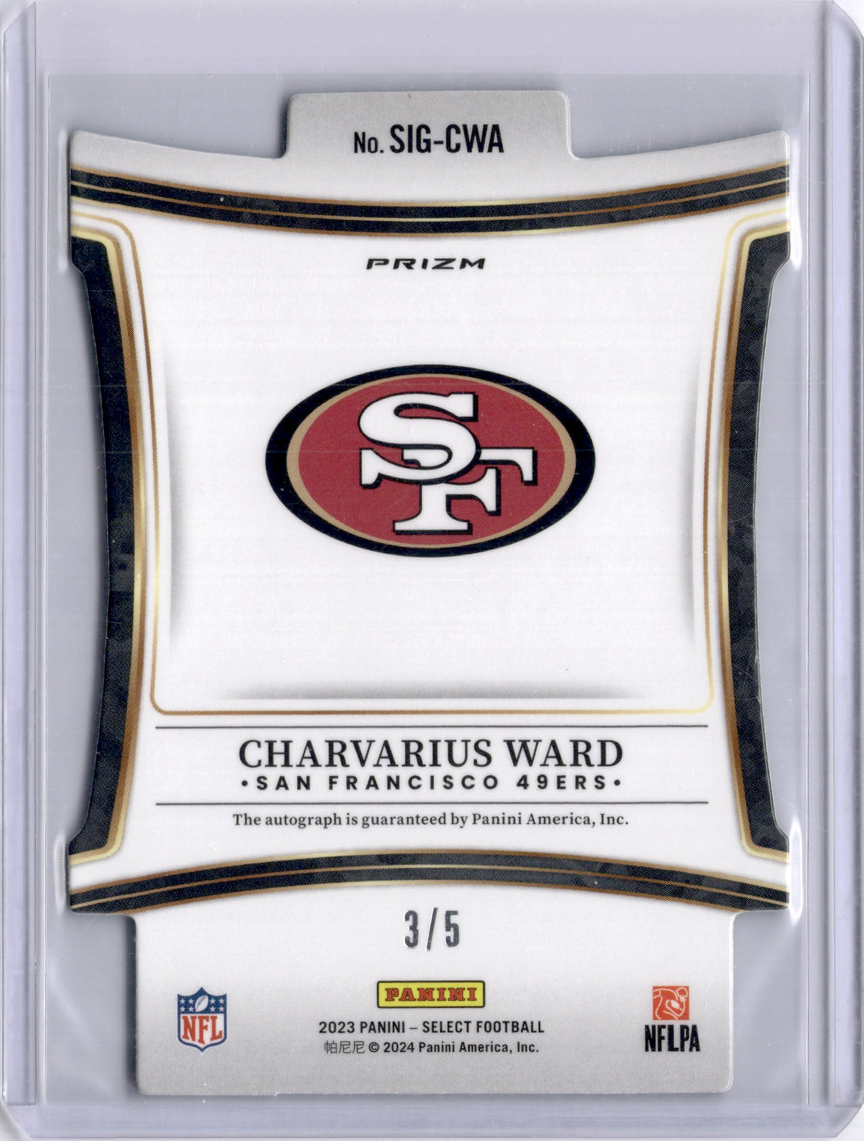 Charvarius Ward 2023 Panini Select Green Checker Board /5 Auto 49ers