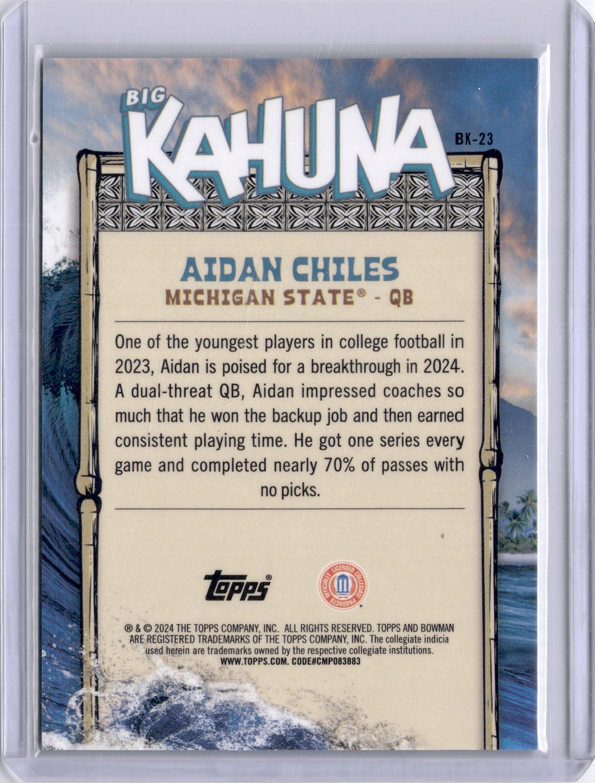 Aidan Chiles 2024 Topps Bowman Chrome U Big Kahuna Michigan State