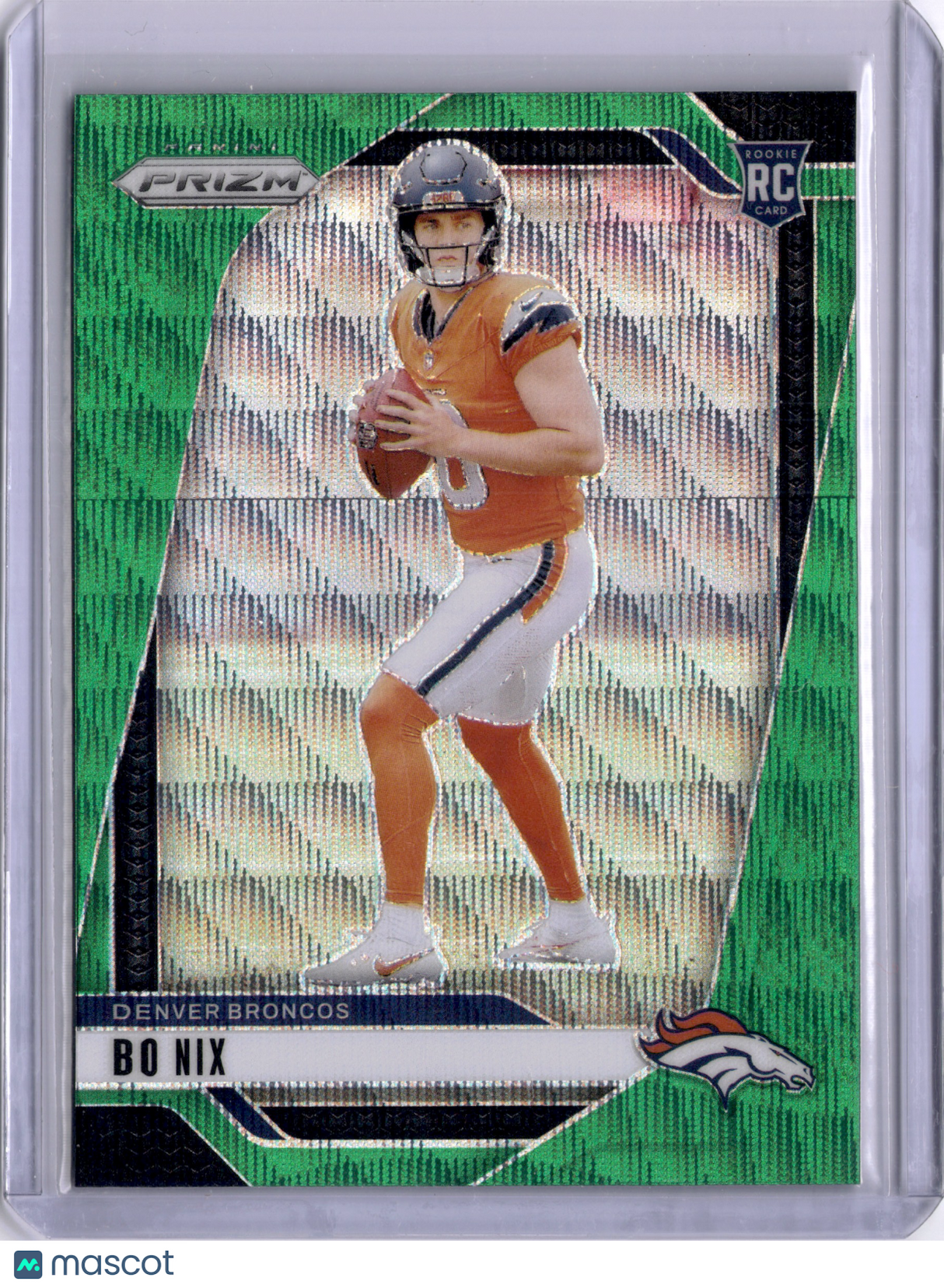 Bo Nix 2024 Panini Prizm Green Wave Rookie RC Broncos