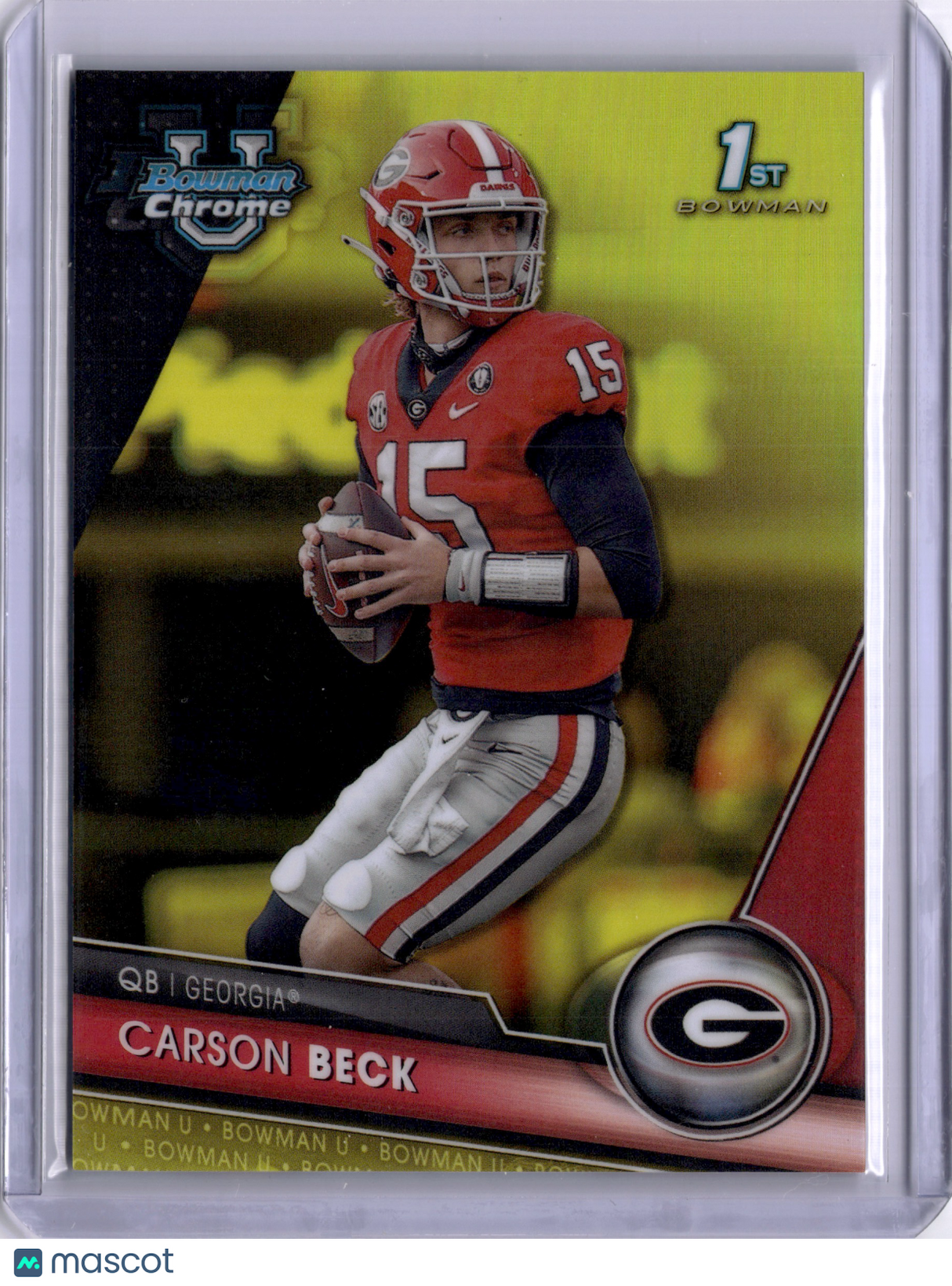Carson Beck 2023 Bowman U Chrome 1st Yellow /75 Georgia Miami