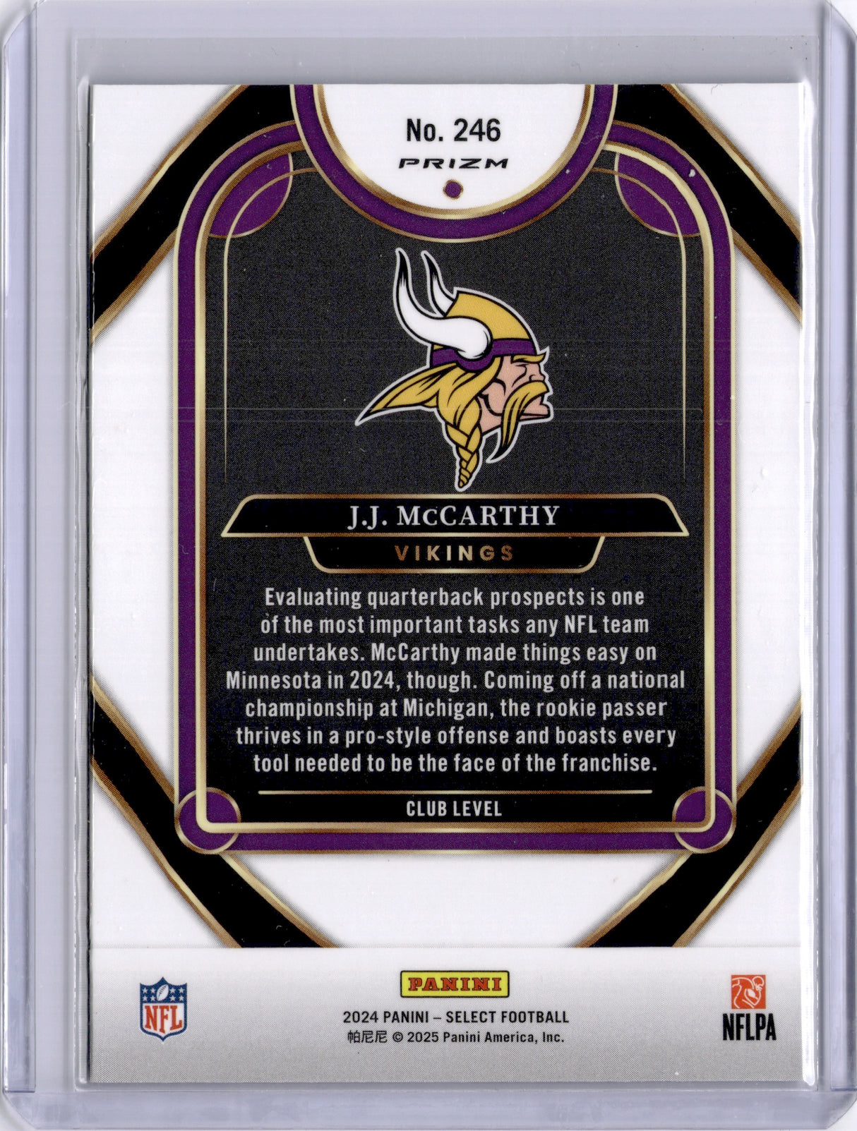 JJ McCarthy 2024 Panini Select Red Yellow Shock Rookie RC Vikings