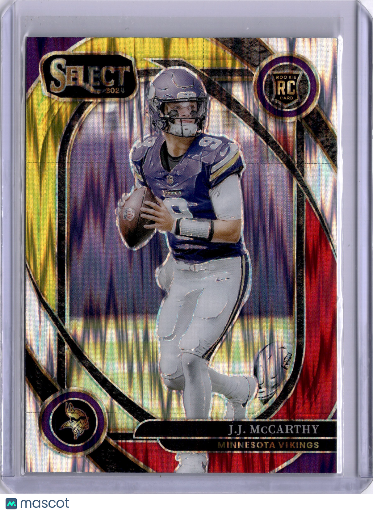 JJ McCarthy 2024 Panini Select Red Yellow Shock Rookie RC Vikings
