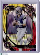 JJ McCarthy 2024 Panini Select Red Yellow Shock Rookie RC Vikings