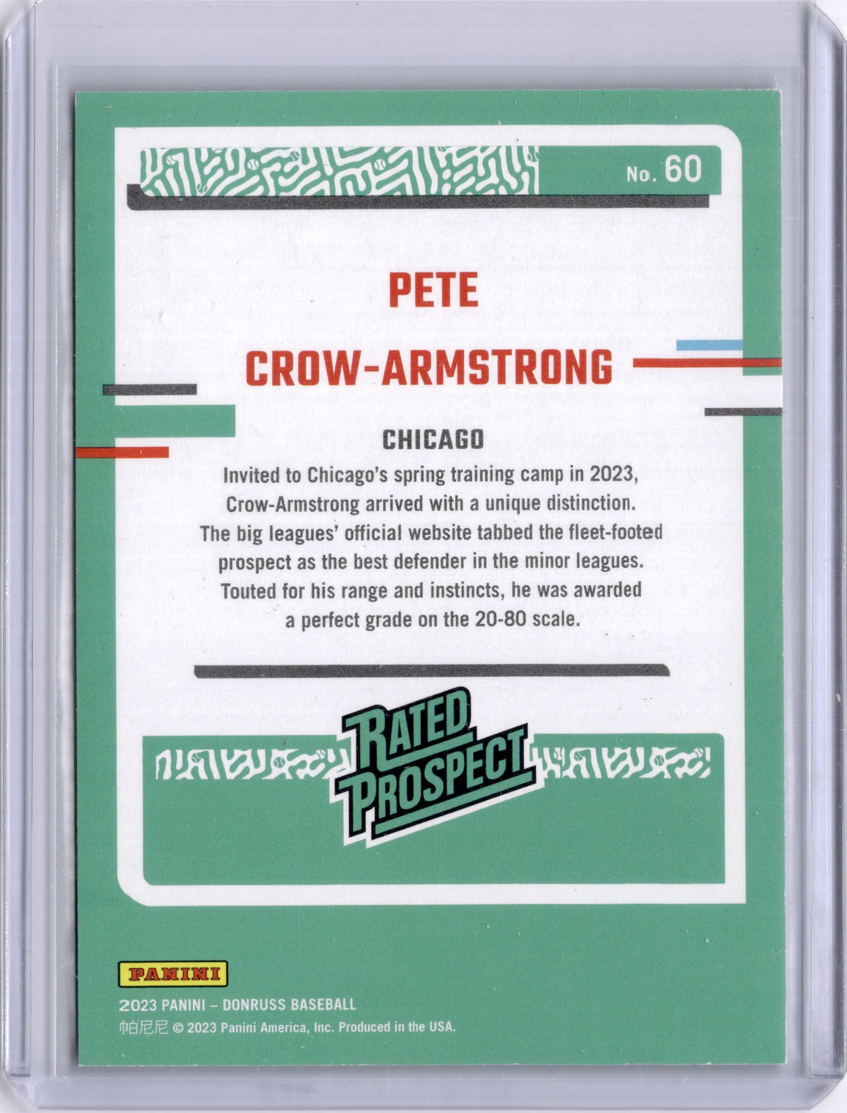 Pete Crow-Armstrong 2023 Donruss Rated Prospect /318 Cubs