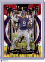 JJ McCarthy 2024 Panini Select Red Yellow Shock Rookie RC Commanders