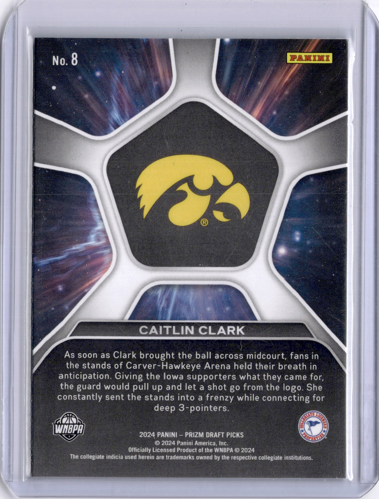Caitlin Clark 2024 Panini Prizm Draft Picks Deep Space Rookie RC Hawkeyes