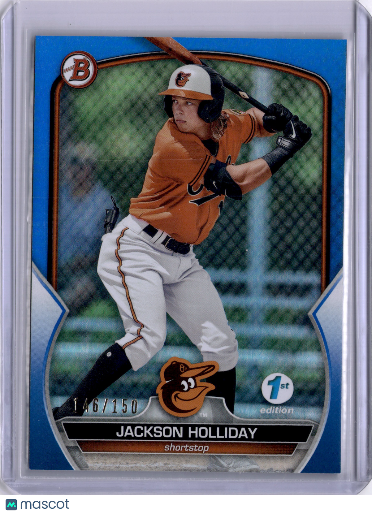 Jackson Holliday 2023 Bowman 1st Edition Blue Paper /150 Orioles