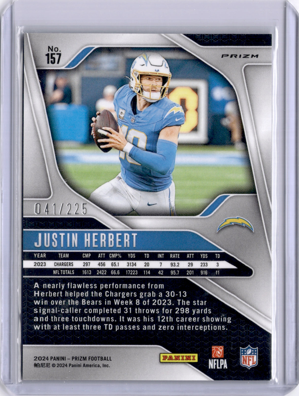 Justin Herbert 2024 Panini Prizm Purple Ice /225 Chargers