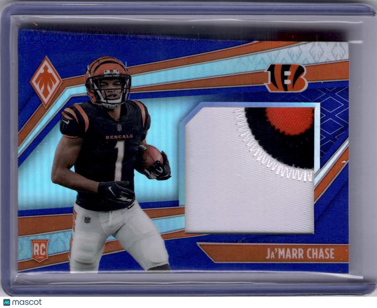 Ja'Marr Chase 2021 Panini Phoenix Football RC Patch 14/25 3 Color Jersey
