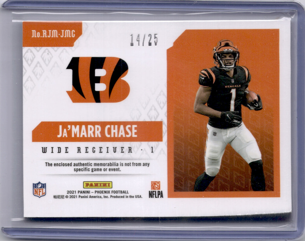 Ja'Marr Chase 2021 Panini Phoenix Football RC Patch 14/25 3 Color Jersey