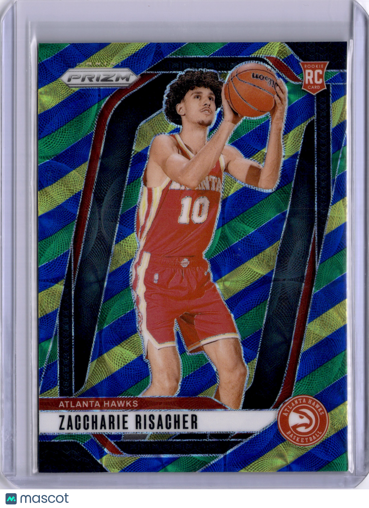 Zaccharie Risacher 2024-25 Panini Prizm Choice Blue Yellow Green Rookie RC Hawks