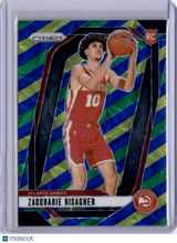 Zaccharie Risacher 2024-25 Panini Prizm Choice Blue Yellow Green Rookie RC Hawks