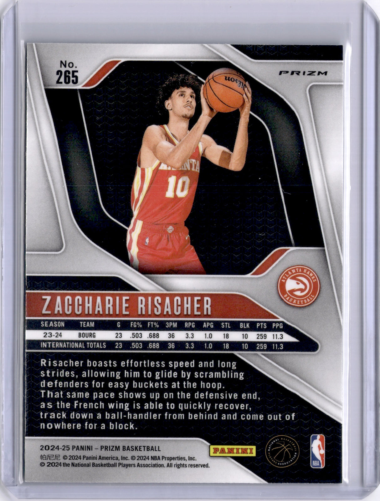 Zaccharie Risacher 2024-25 Panini Prizm Choice Blue Yellow Green Rookie RC Hawks