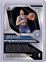 Jared McCain 2024 Panini Prizm Silver Rookie RC 76ers