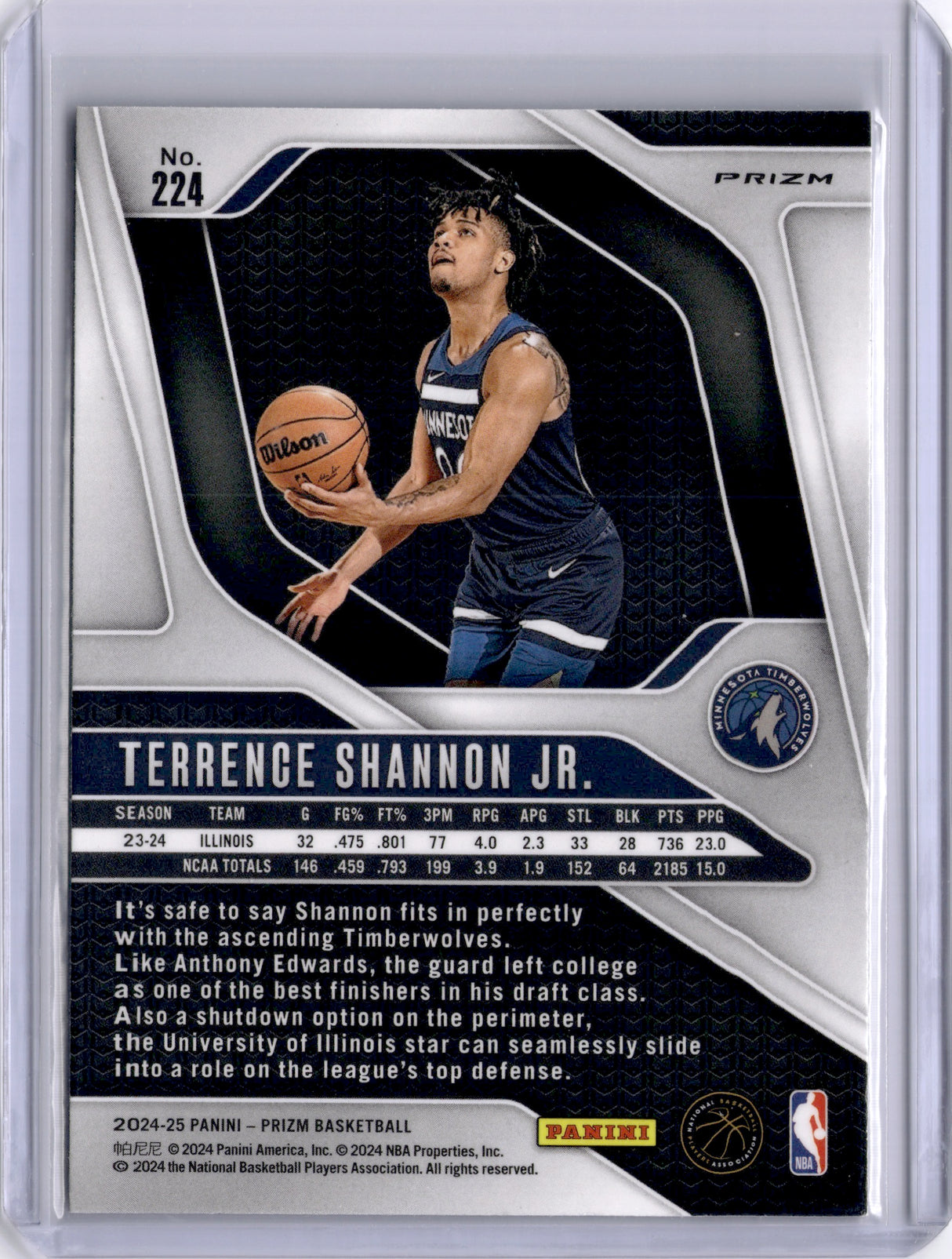 Terrence Shannon Jr 2024-25 Panini Prizm Silver Rookie RC Timberwolves
