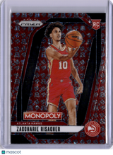 Zaccharie Risacher 2024-25 Panini Prizm Monopoly Free Parking Rookie RC Hawks