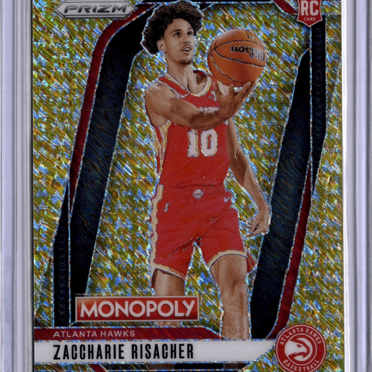 Zaccharie Risacher 2025 Panini Prizm Monopoly Gold Shimmer Rookie RC ...