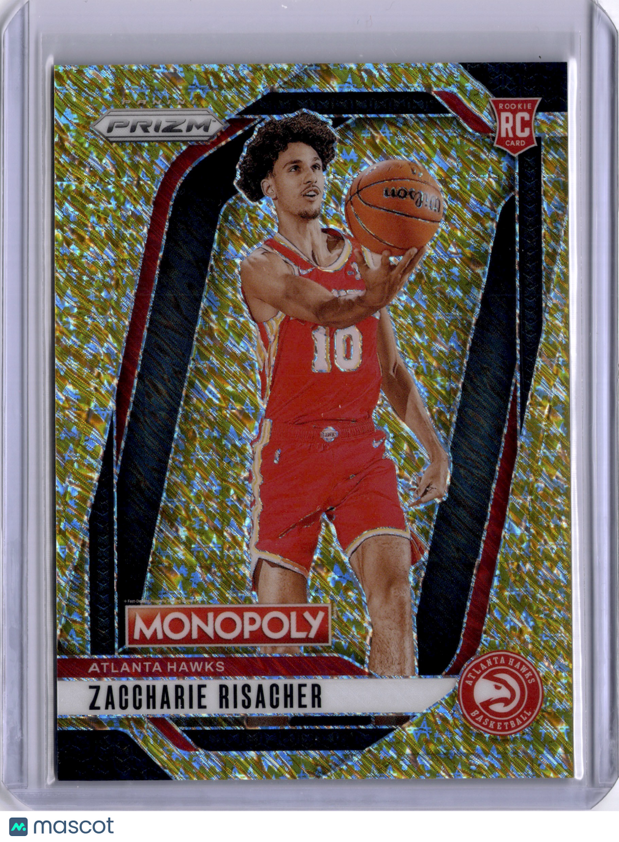 Zaccharie Risacher 2025 Panini Prizm Monopoly Gold Shimmer Rookie RC /500 Hawks