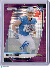 Ladd McConkey 2024 Panini Prizm Purple Pulsar Rookie RC Auto Chargers
