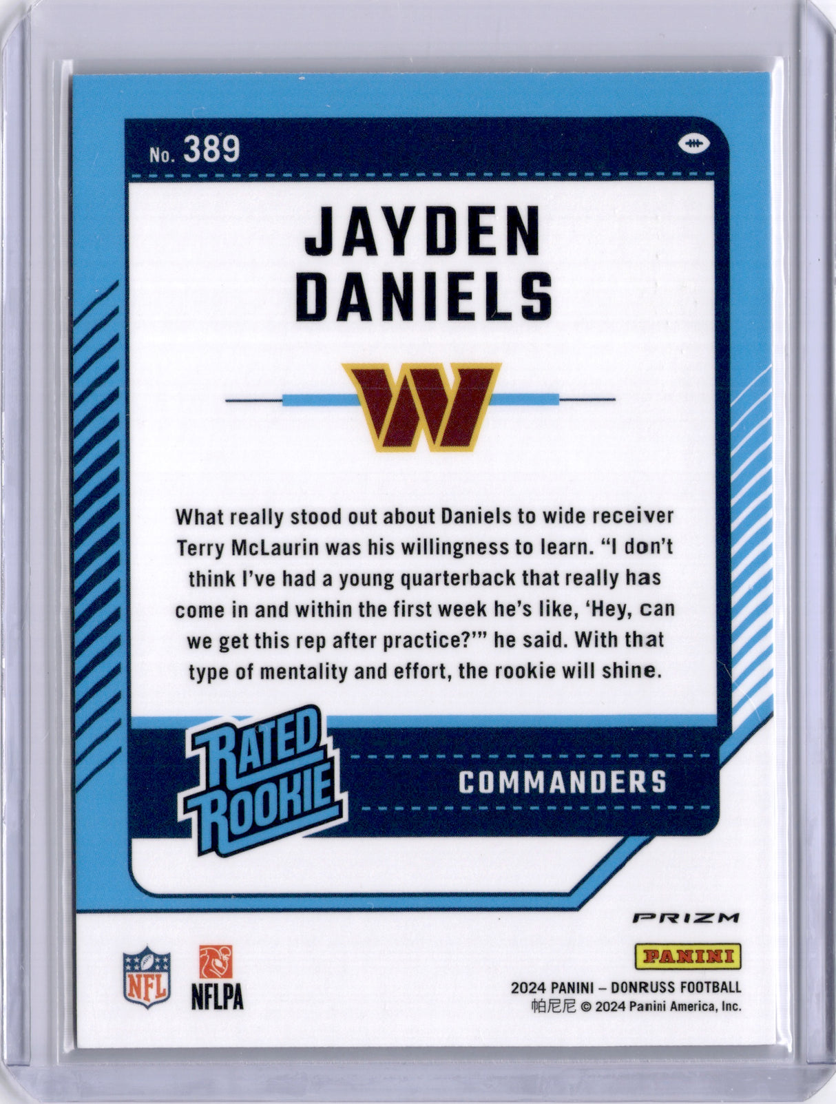 Jayden Daniels 2024 Panini Donruss Optic Pink Rated Rookie RC Commanders