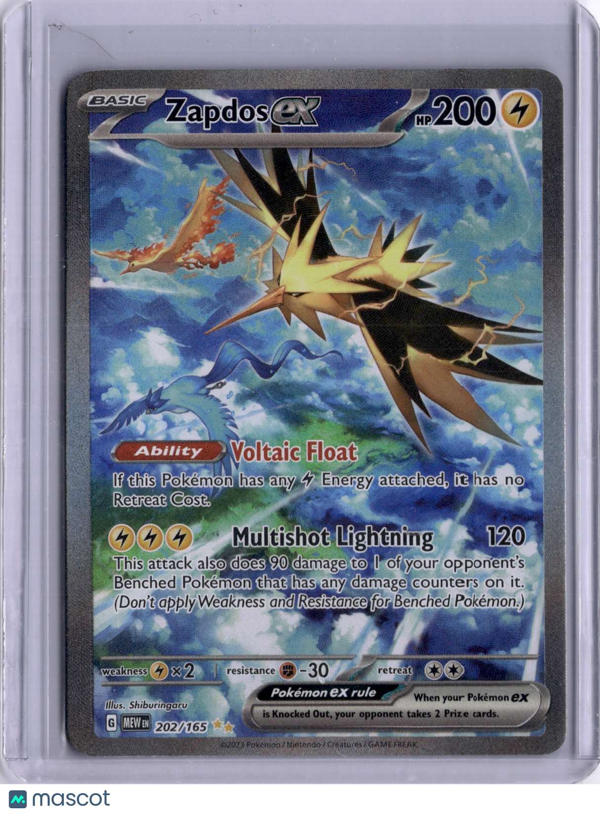 Zapdos EX 2023 Pokemon 151 202/165 Full Art TCG