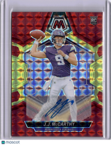 JJ McCarthy 2024 Panini Mosaic Choice Fusion Red & Yellow Rookie RC Auto Vikings