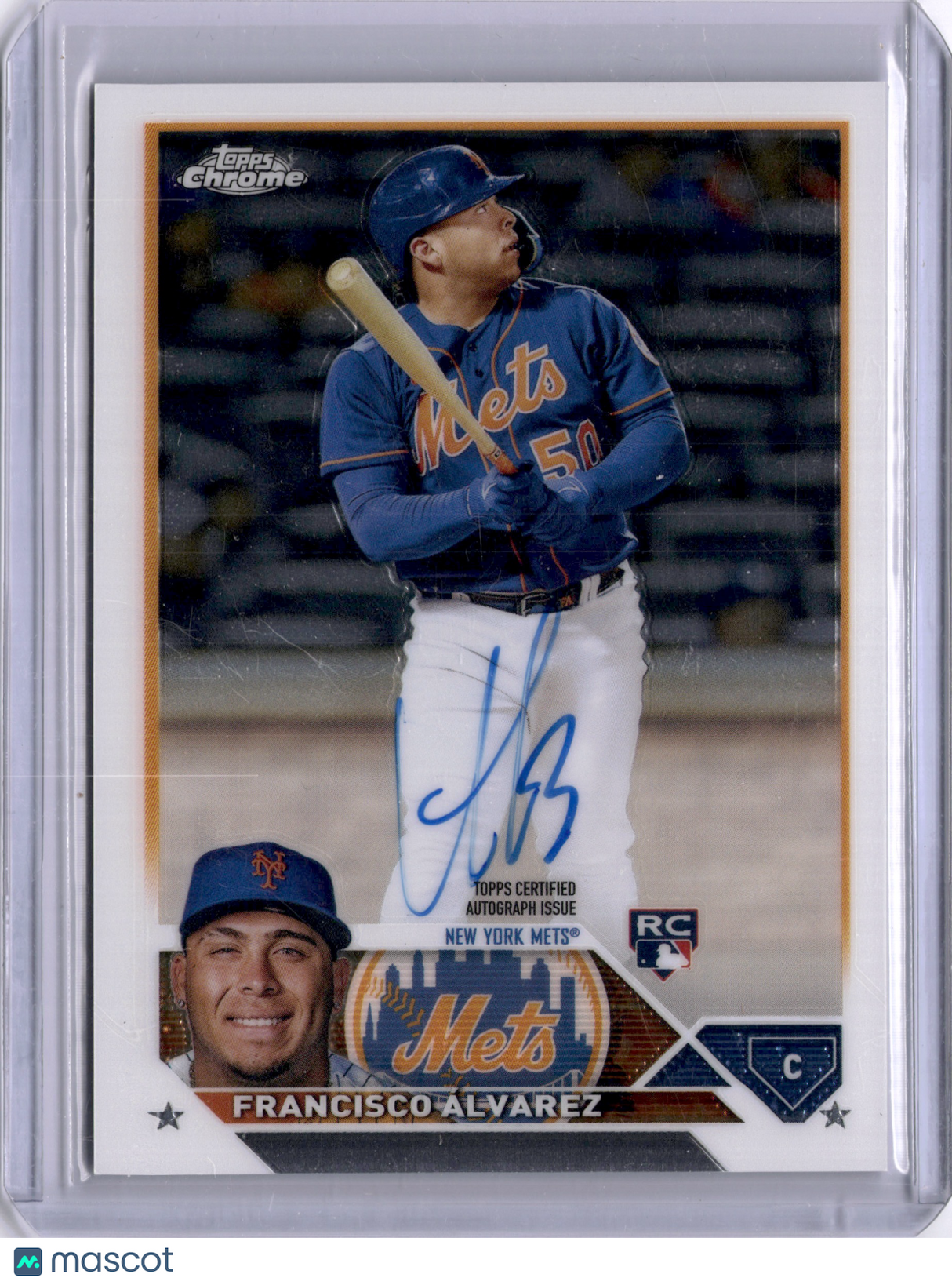 Francisco Alvarez 2023 Topps Chrome Rookie RC On Card Auto Mets
