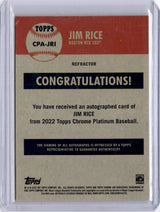 Jim Rice 2022 Topps Chrome Platinum Anniversary On Card Auto Red Sox HOF