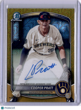 Cooper Pratt 2025 Bowman Chrome Gold Mojo Mega /50 Auto Brewers