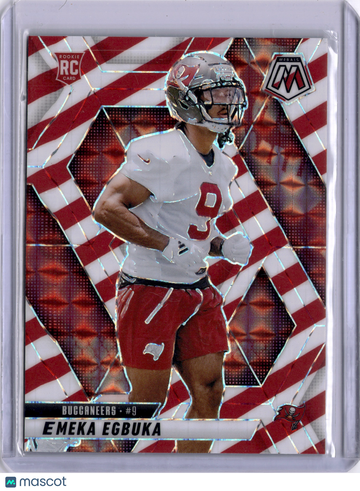 Emeka Egbuka 2025 Panini Mosaic Red White Candy Stripe Rookie RC Bucs