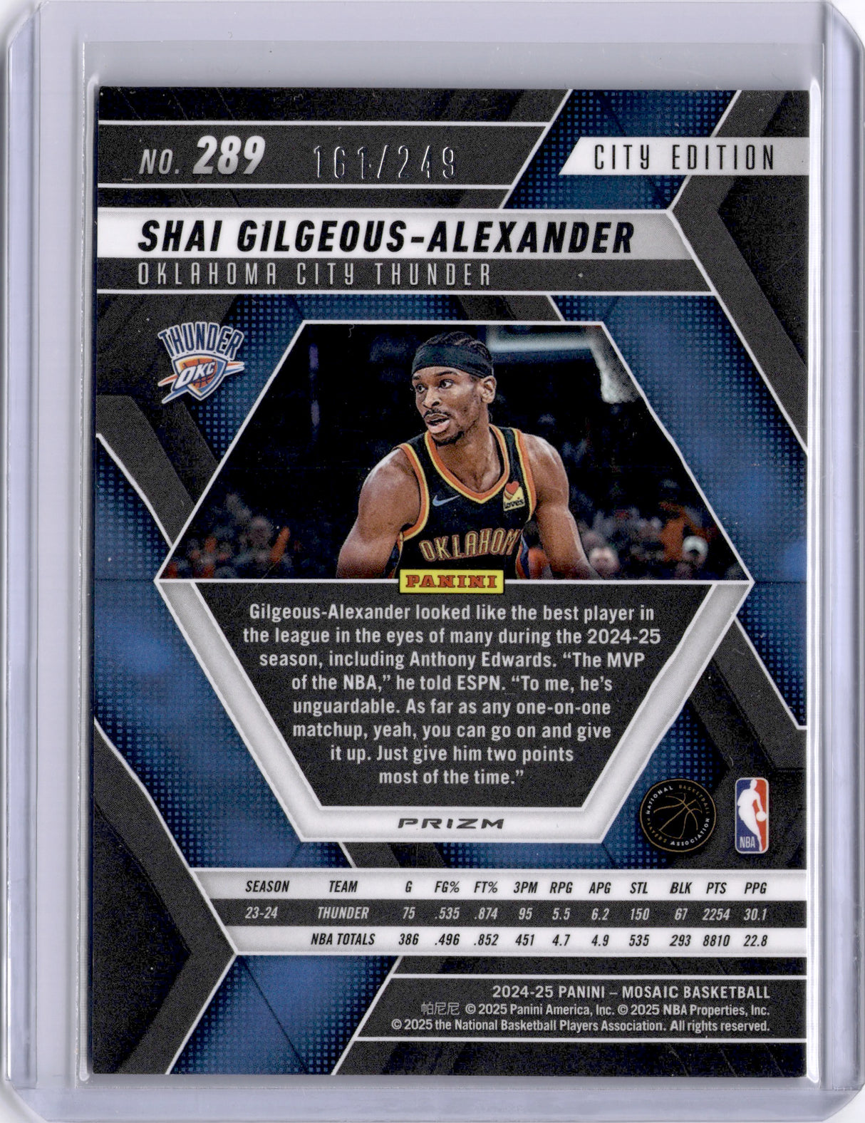 Shai Gilgeous-Alexander 2024-05 Mosaic City Edition Fluorescent Purple /249